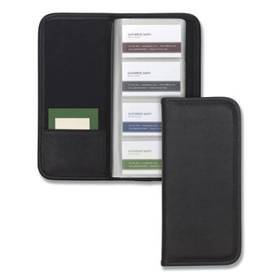 Samsill® Professional Vinyl Business Card File, Holds 160 2 x 3.5 Cards, 4.75 x 10.25, Black Flipcost Flipcost