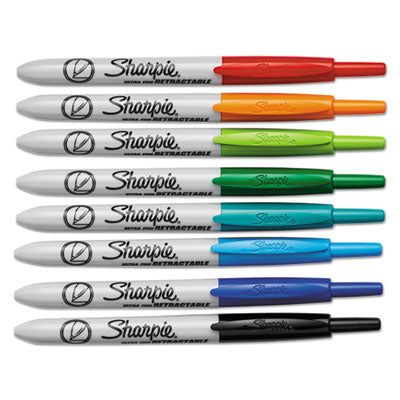 Sharpie® Retractable Permanent Marker, Extra-Fine Needle Tip, Assorted Colors, 8/Set Flipcost Flipcost