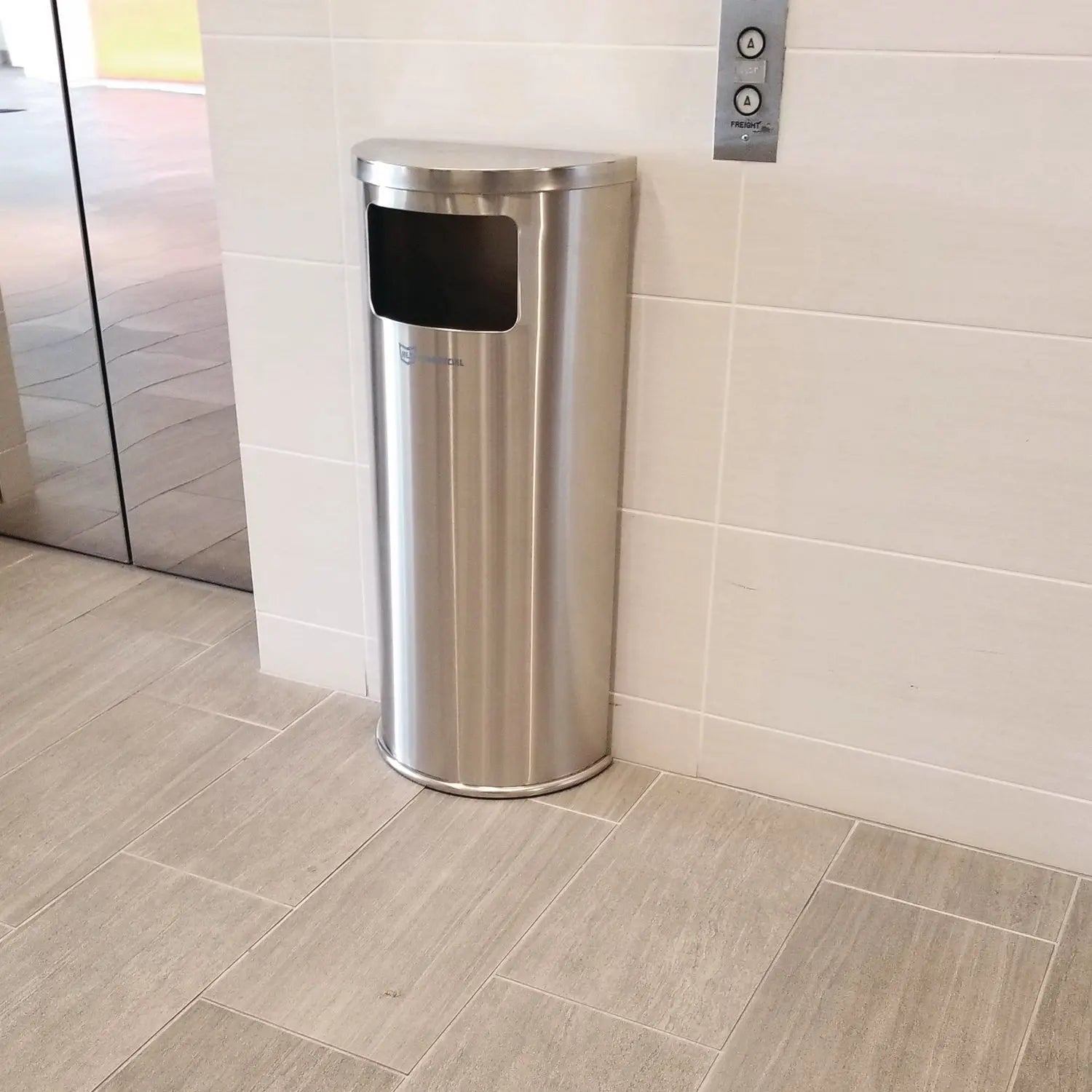 Side-Entry Trash Can with Wall Mount, 9 gal, Stainless Steel, Silver HLS Commercial® Flipcost