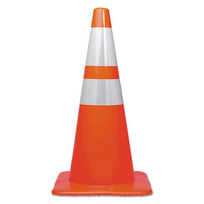 Reflective traffic cone sturdy construction, 14 x 14 x 28, Orange/Silver Flipcost Flipcost