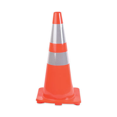 Reflective traffic cone sturdy construction, 14 x 14 x 28, Orange/Silver Flipcost Flipcost
