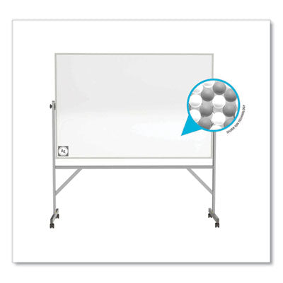 Reversible Magnetic Hygienic Porcelain Whiteboard, Satin Aluminum Frame/Stand, 96 x 48, White Surface Flipcost Flipcost