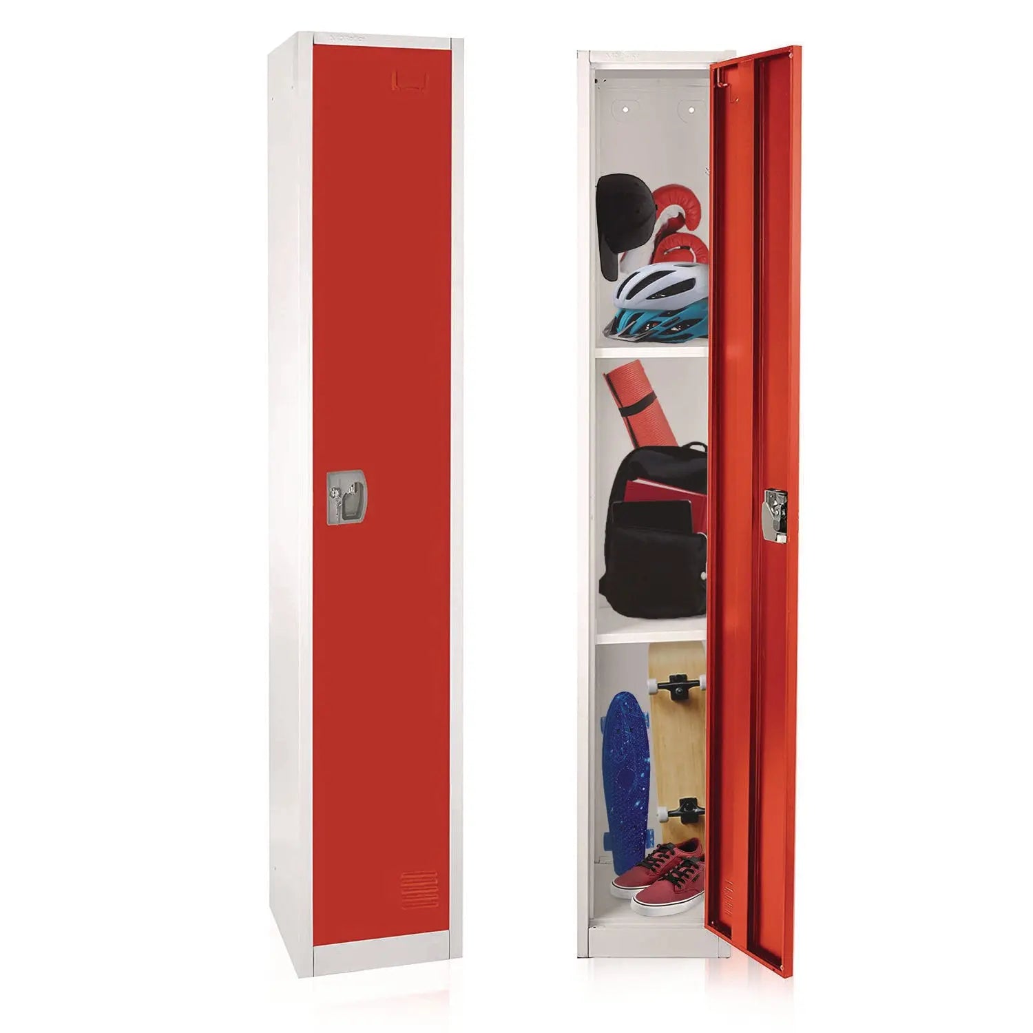 Steel Storage Locker, 1 Compartment, 12 x 12 x 72, Red AdirOffice Flipcost