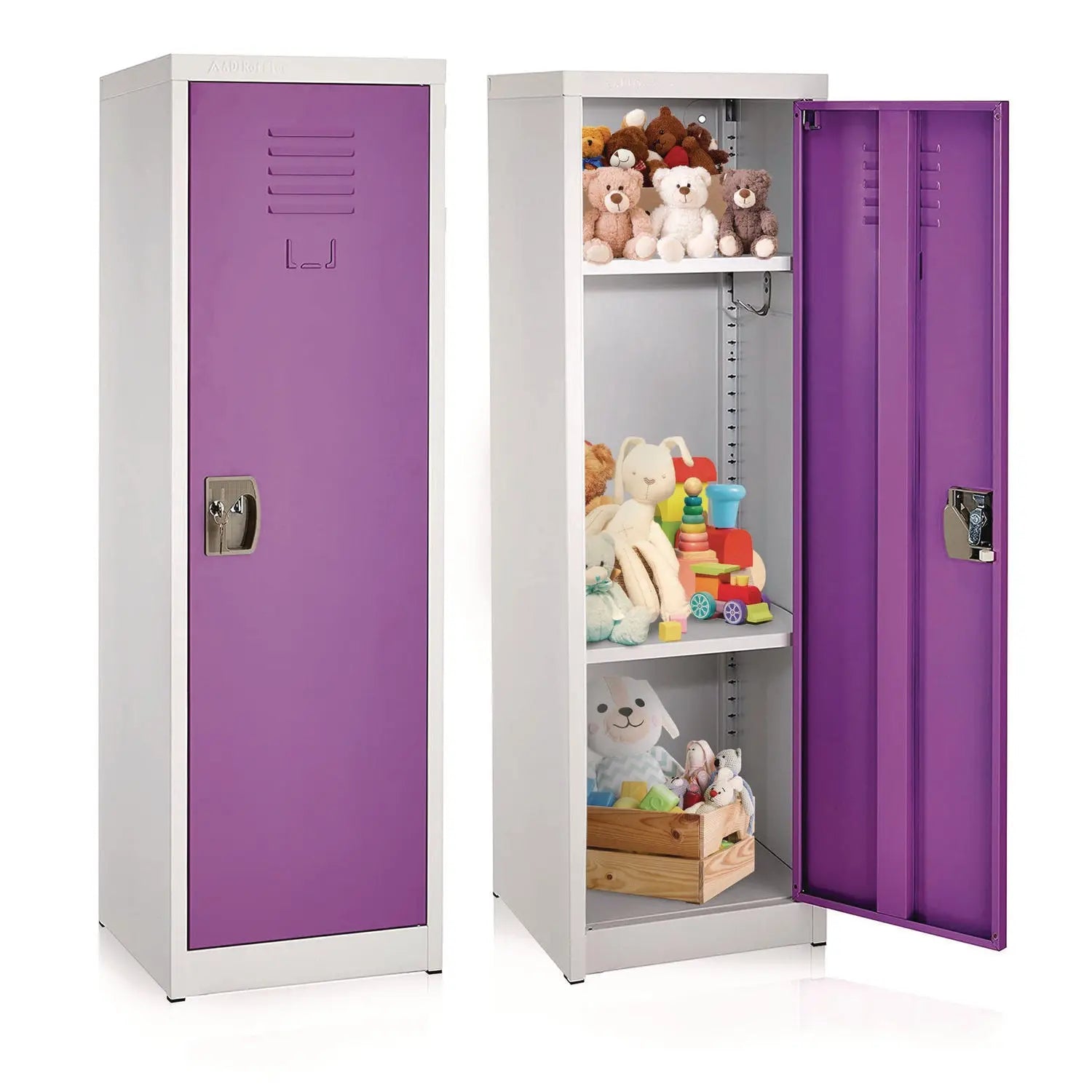 Steel Storage Locker, 1 Compartment, 15 x 15 x 48, Purple AdirOffice Flipcost