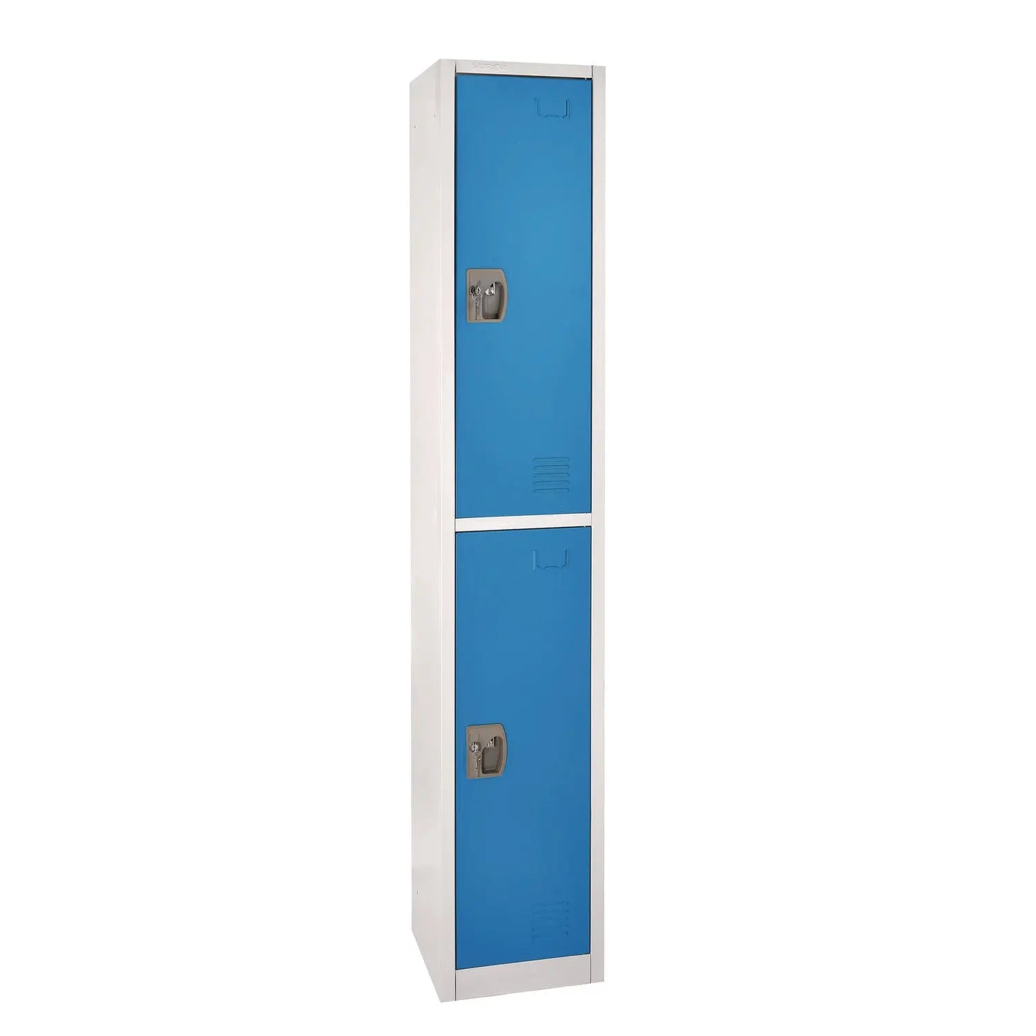 Steel Storage Locker, 2 Compartment, 12 x 12 x 72, Blue