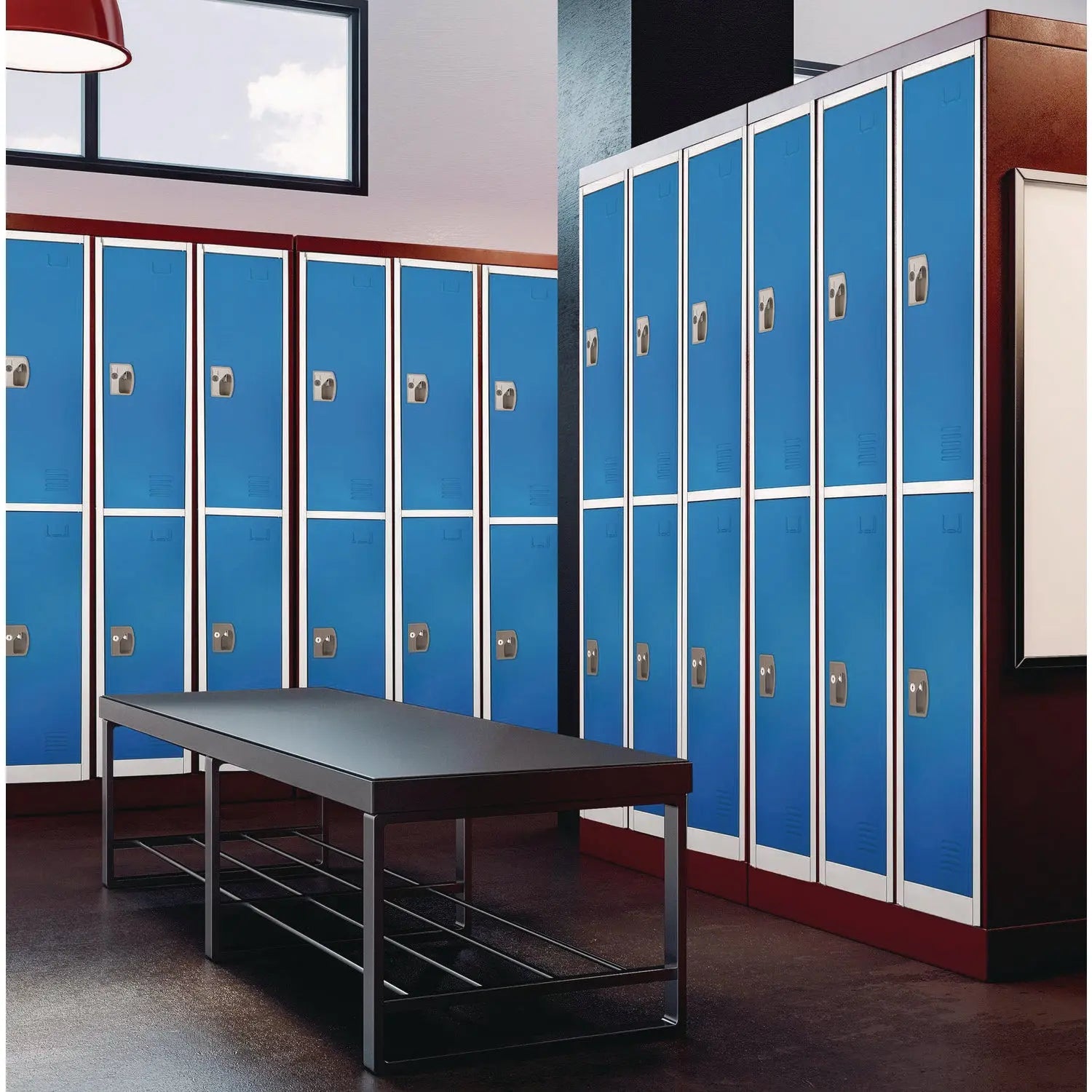Steel Storage Locker, 2 Compartment, 12 x 12 x 72, Blue AdirOffice Flipcost