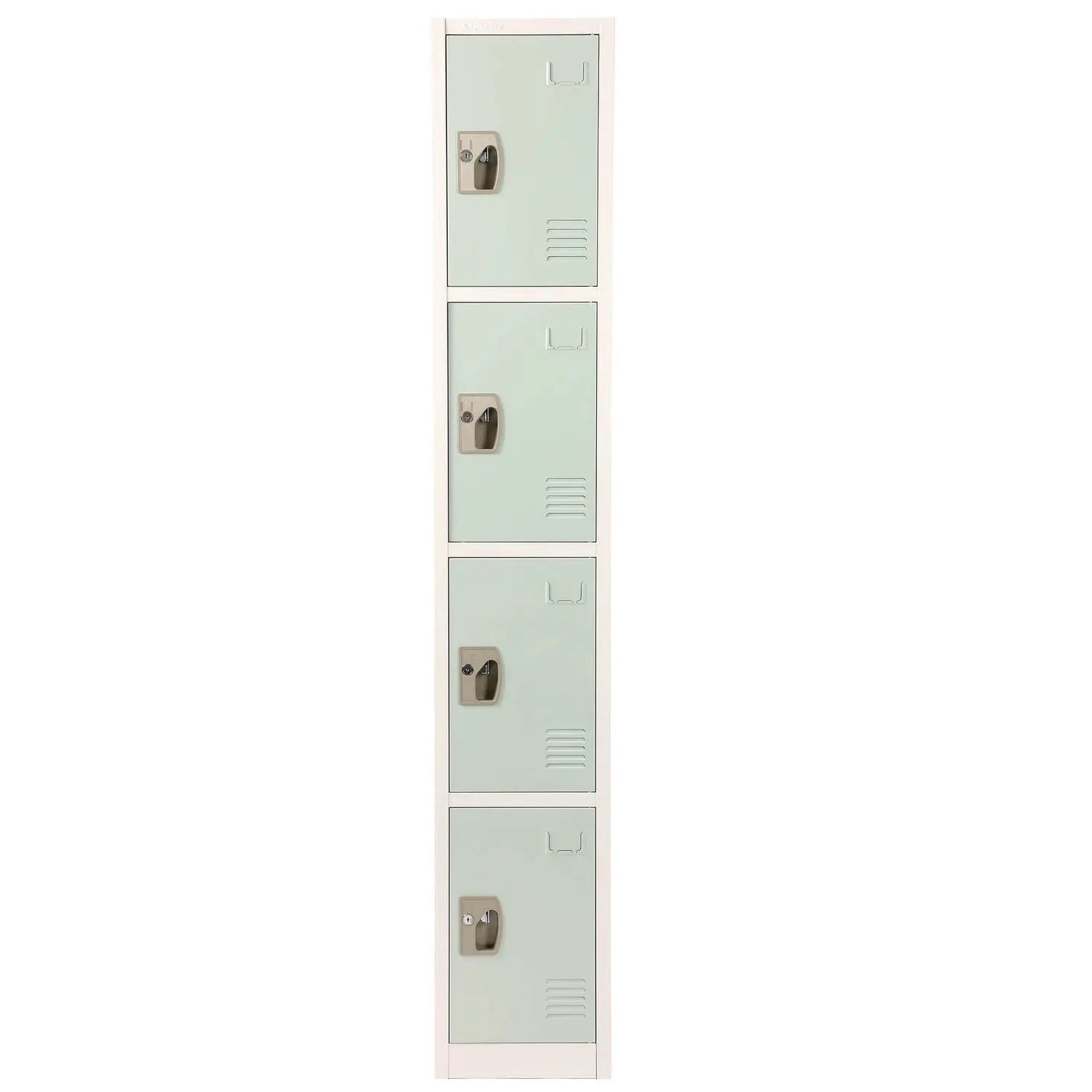 Steel Storage Locker, 4 Compartment, 12 x 12 x 72, Misty Green