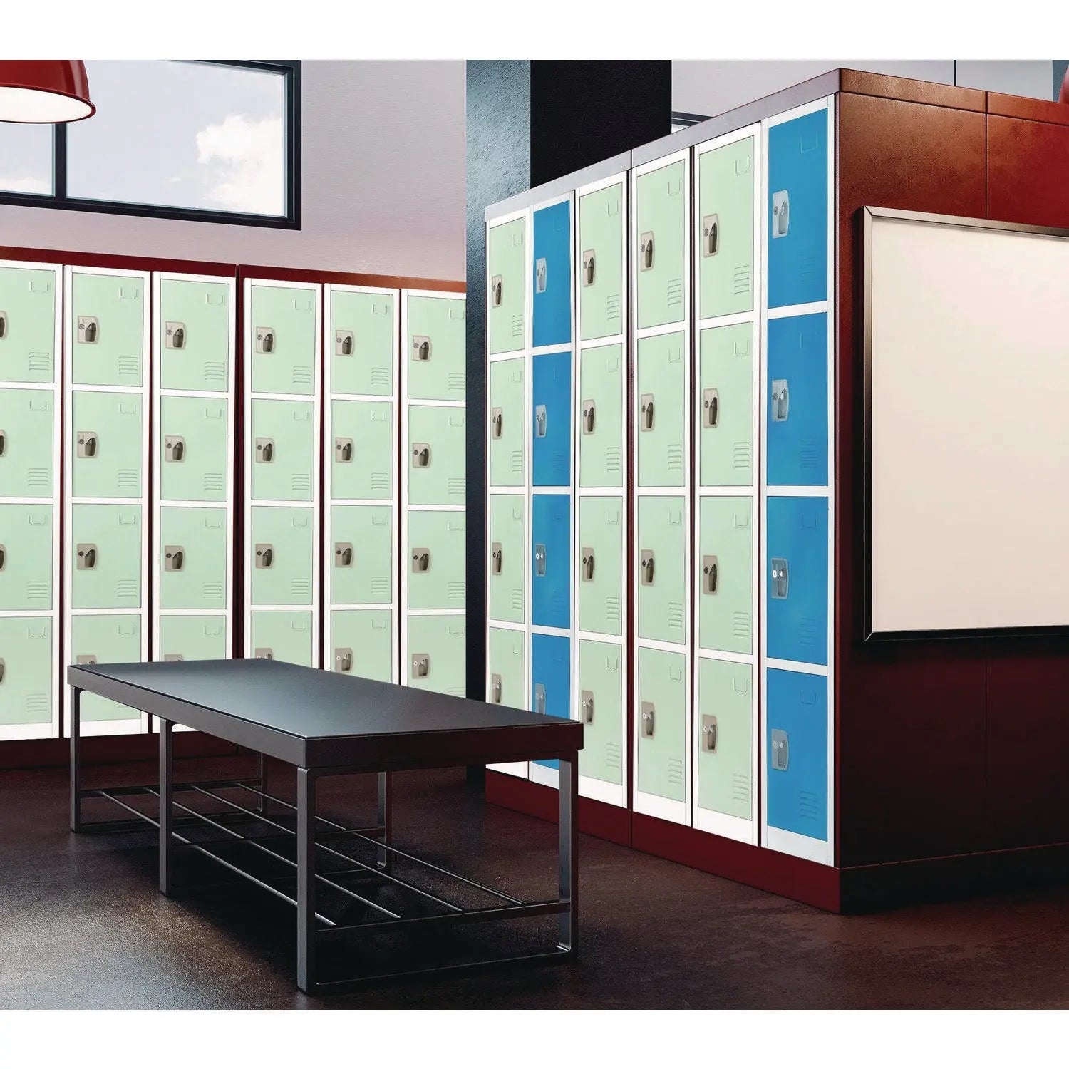 Steel Storage Locker, 4 Compartment, 12 x 12 x 72, Misty Green AdirOffice Flipcost