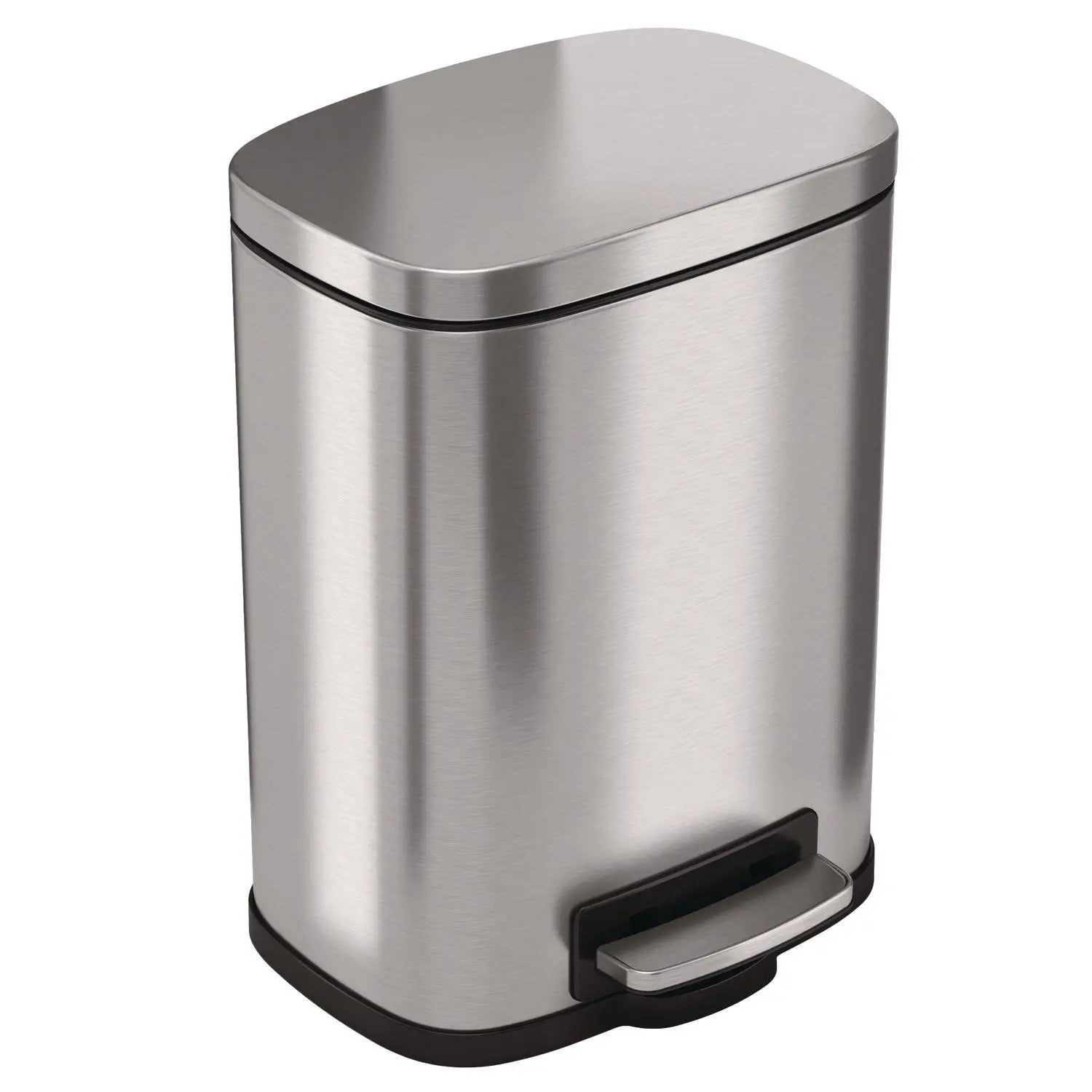 Step Pedal Trash Can, 1.3 gal, Plastic/Stainless Steel, Silver