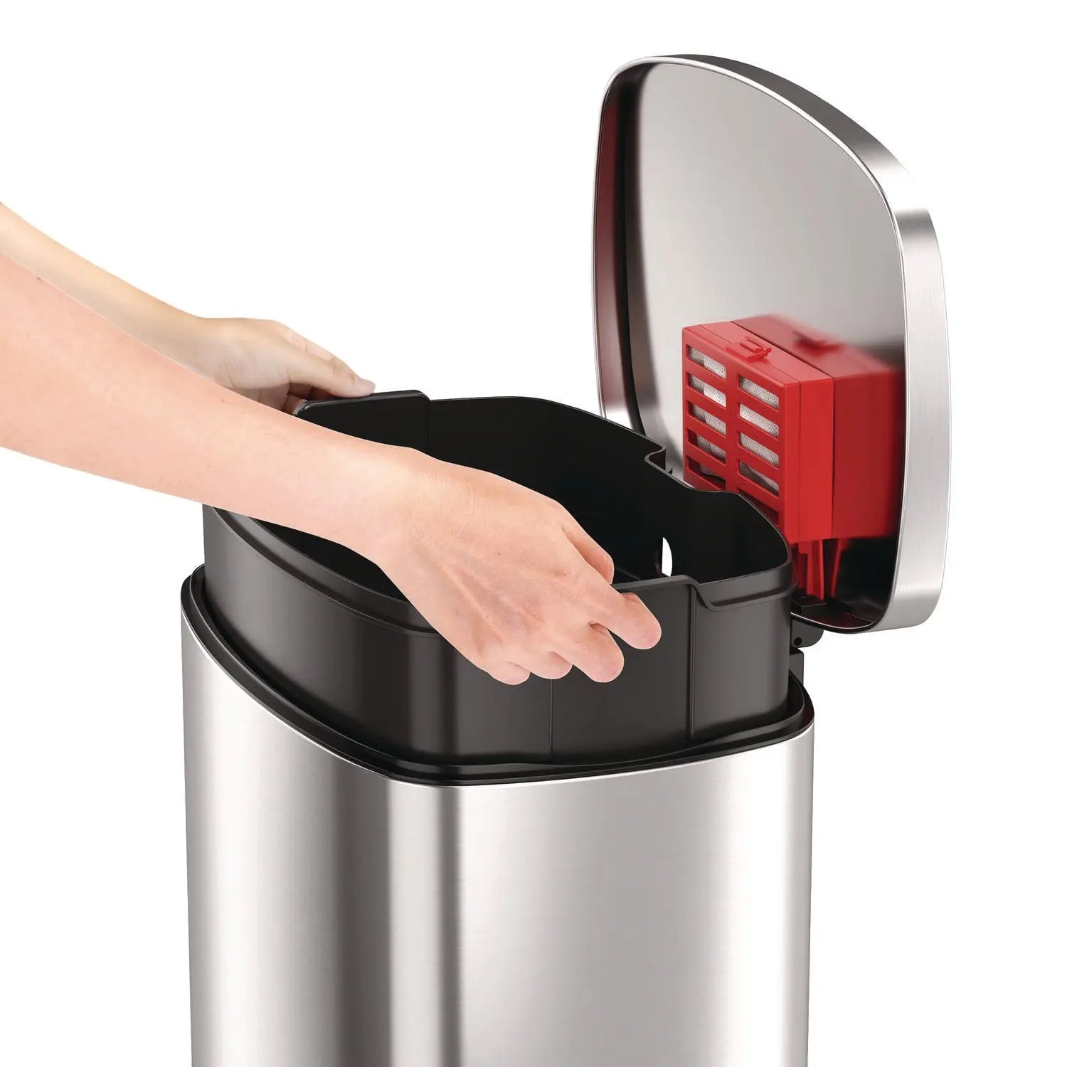 Step Pedal Trash Can, 13 gal, Plastic/Stainless Steel, Silver HLS Commercial® Flipcost