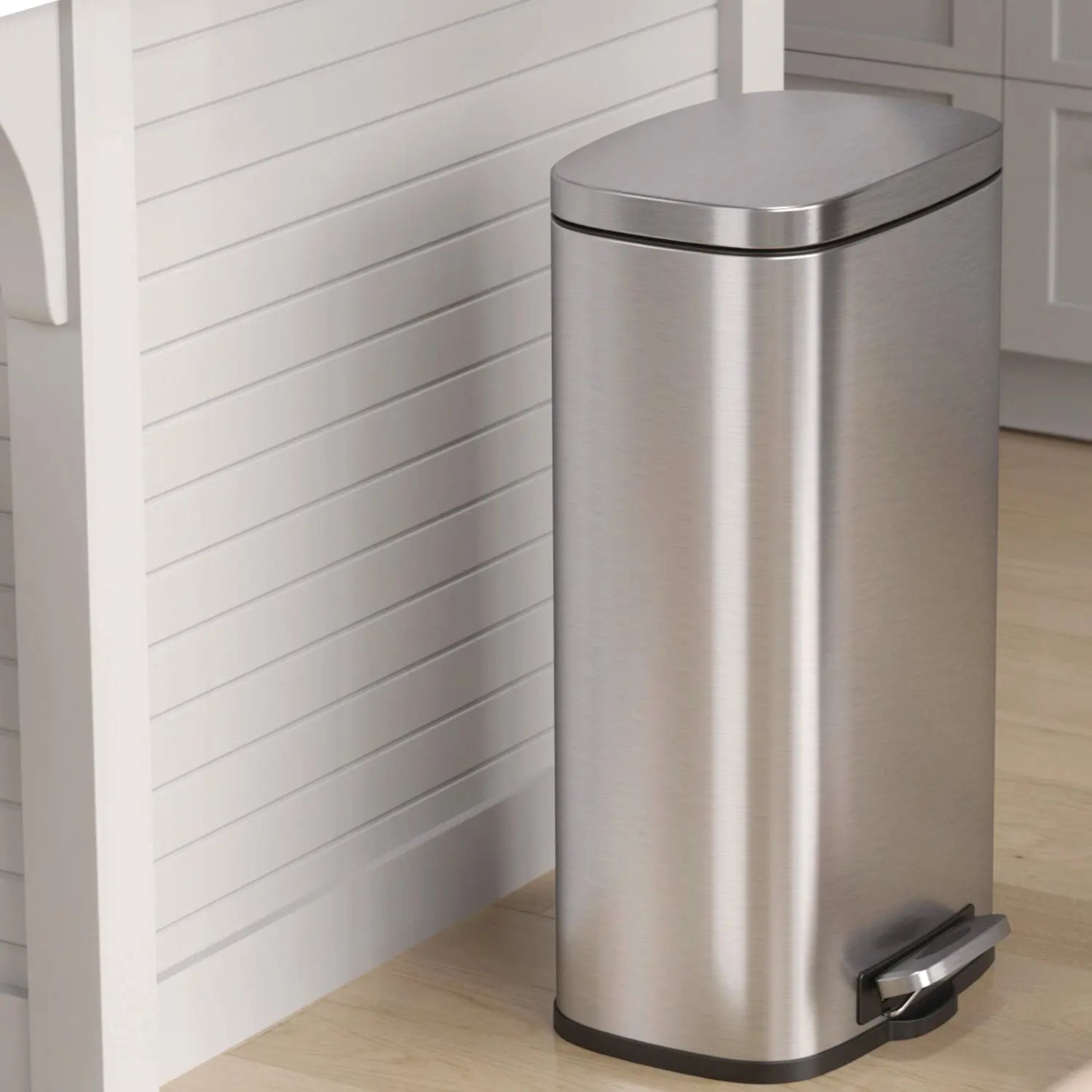 Step Pedal Trash Can, 8 gal, Plastic/Stainless Steel, Silver HLS Commercial® Flipcost