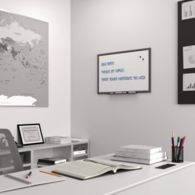 TRU RED™ Magnetic Porcelain Dry Erase Board, 36" x 24", White Surface, Gray/Natural Aluminum Frame