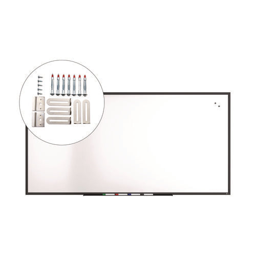 TRU RED™ Magnetic Porcelain Dry Erase Board, 96" x 48", White Surface, Black Aluminum Frame