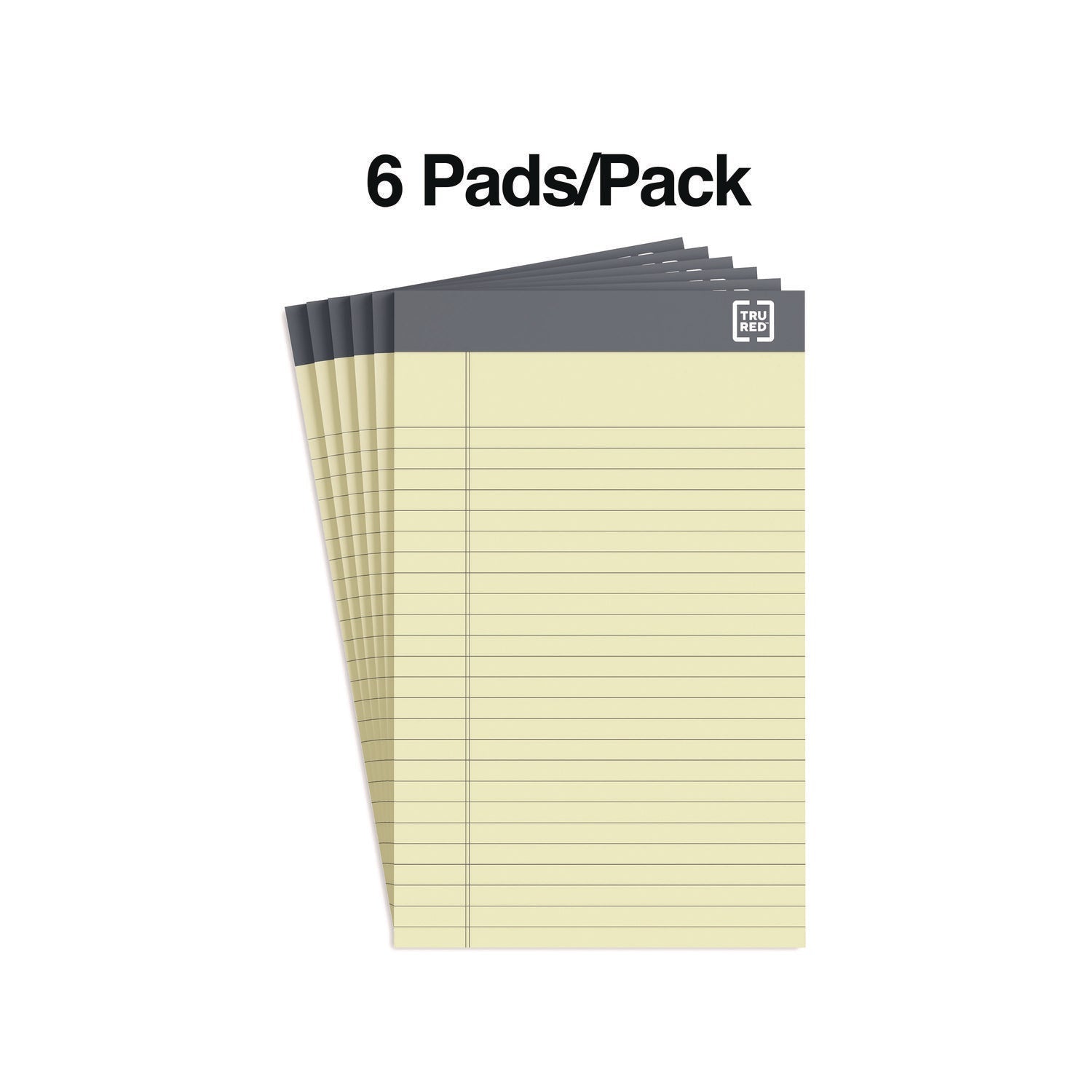 TRU RED™ Notepads, Narrow Rule, 50 Canary Yellow 5 x 8 Sheets, 6/Pack