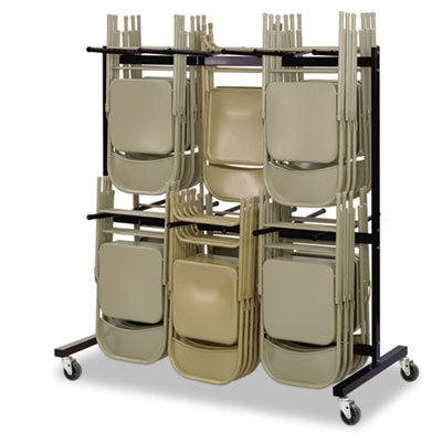 Two-Tier Chair Cart Metal Black Two-Sided 12-Section Hang-Hook Format, Metal, 64.5" x 33.5" x 70.25", Black Flipcost Flipcost