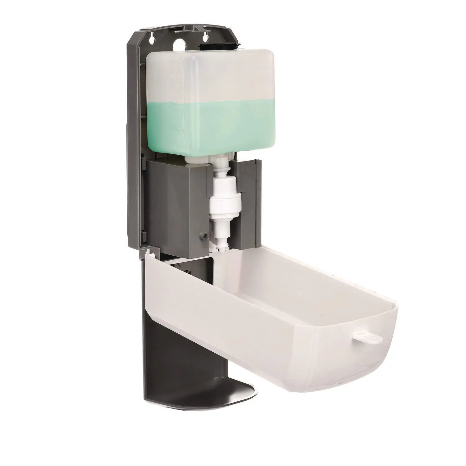 Wall Mount Automatic Gel Hand Sanitizer/Soap Dispenser with Drip Tray, 40 oz, 4.48 x 6 x 18.1, White Alpine Industries Flipcost