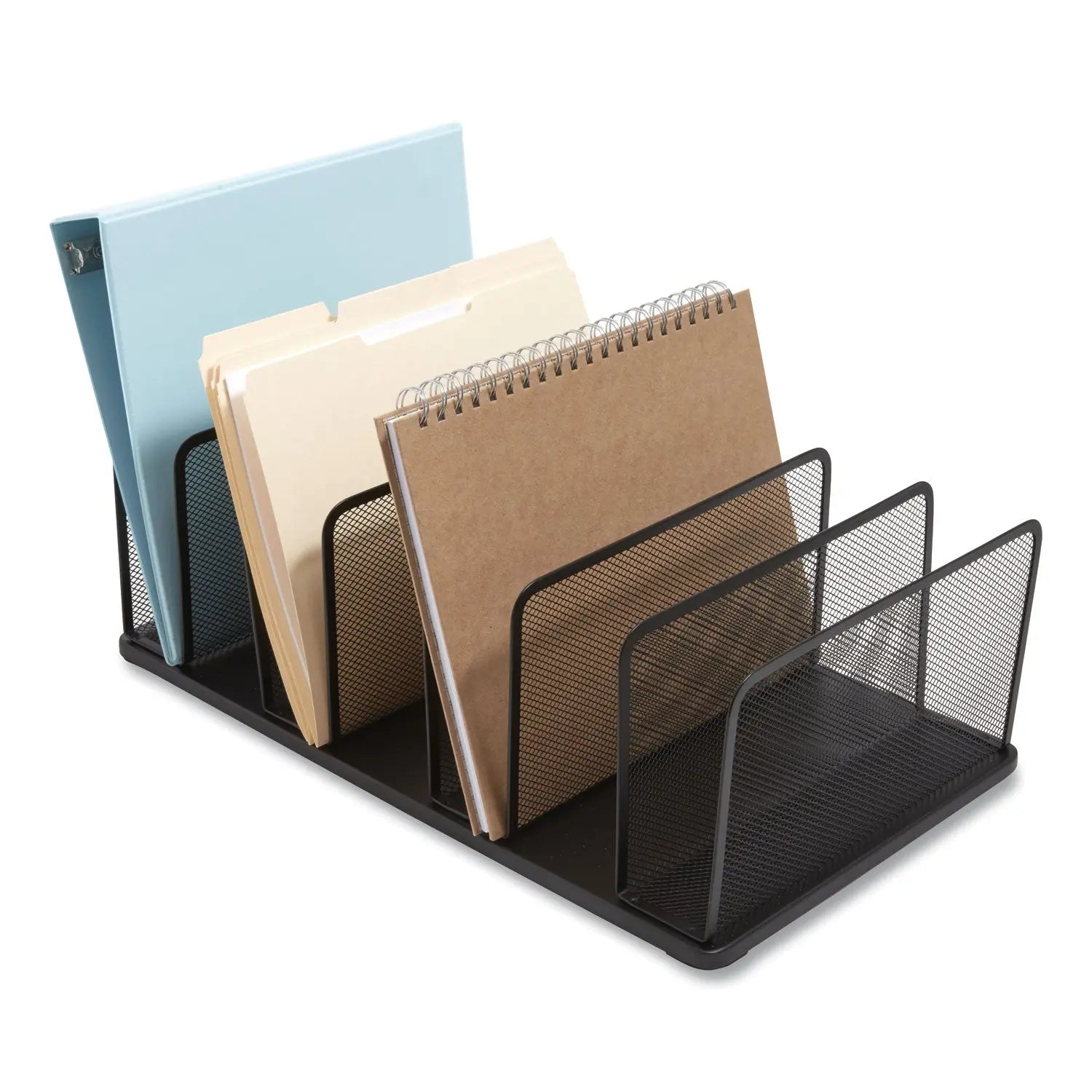 Wire Mesh Vertical Document Sorter, 7 Sections, Letter-Size, 11.65 x 20 x 6.61, Matte Black