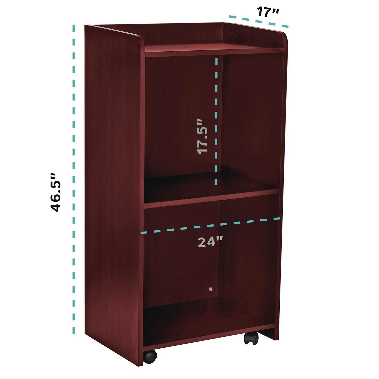 Wood Mobile Presentation Lectern Speaker Stand with Shelves, 22.44 x 16.53 x 45.98, Mahogany AdirOffice Flipcost