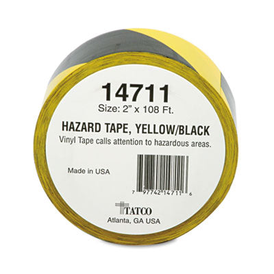 Tatco Hazard Marking Aisle Tape, 2" x 108 ft, Black/Yellow Flipcost Flipcost