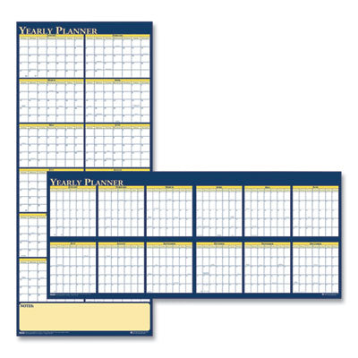 House of Doolittle™ Recycled Reversible Yearly Wall Planner, 60 x 26, White/Blue/Yellow Sheets, 12-Month (Jan to Dec): 2024 Flipcost Flipcost