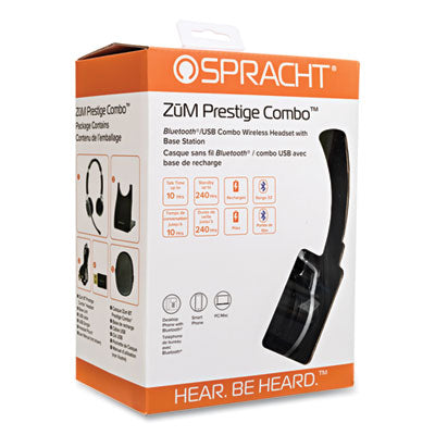 ZuM BT Prestige Combo Binaural Over Wireless Over-Head Headset with USB Dongle, Black Flipcost Flipcost